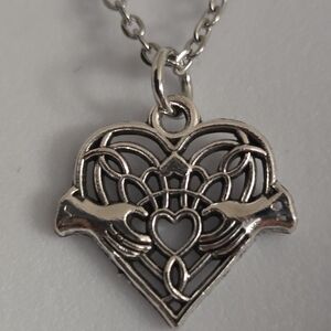 Silvertone Heart Pendant Necklace